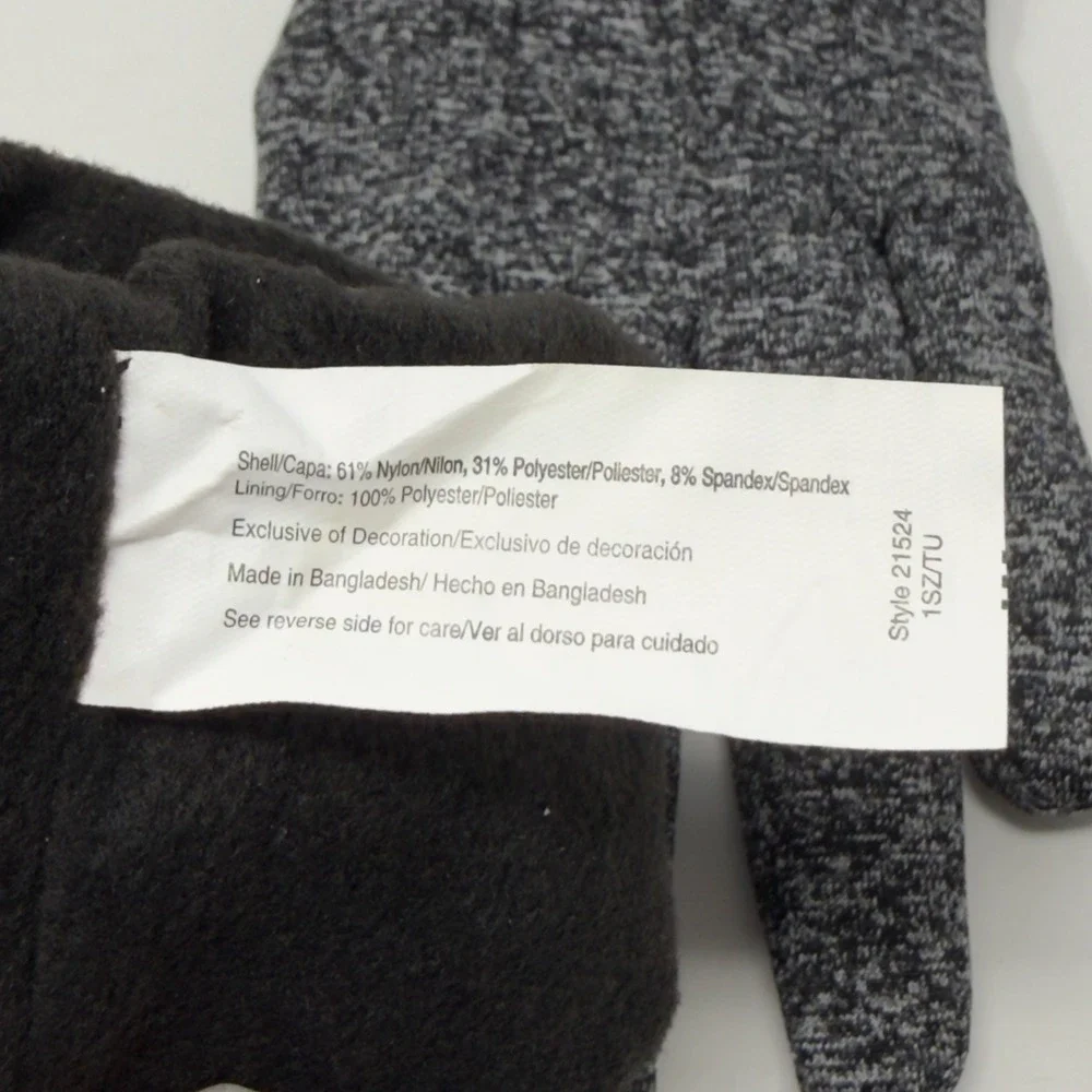 Isotoner Womens SmarTouch Gray Marl Spandex Gloves Fleece Lined Grip 21524 OS